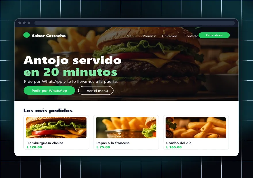 Maqueta de una landing page: una sola página con su oferta, beneficios y formulario